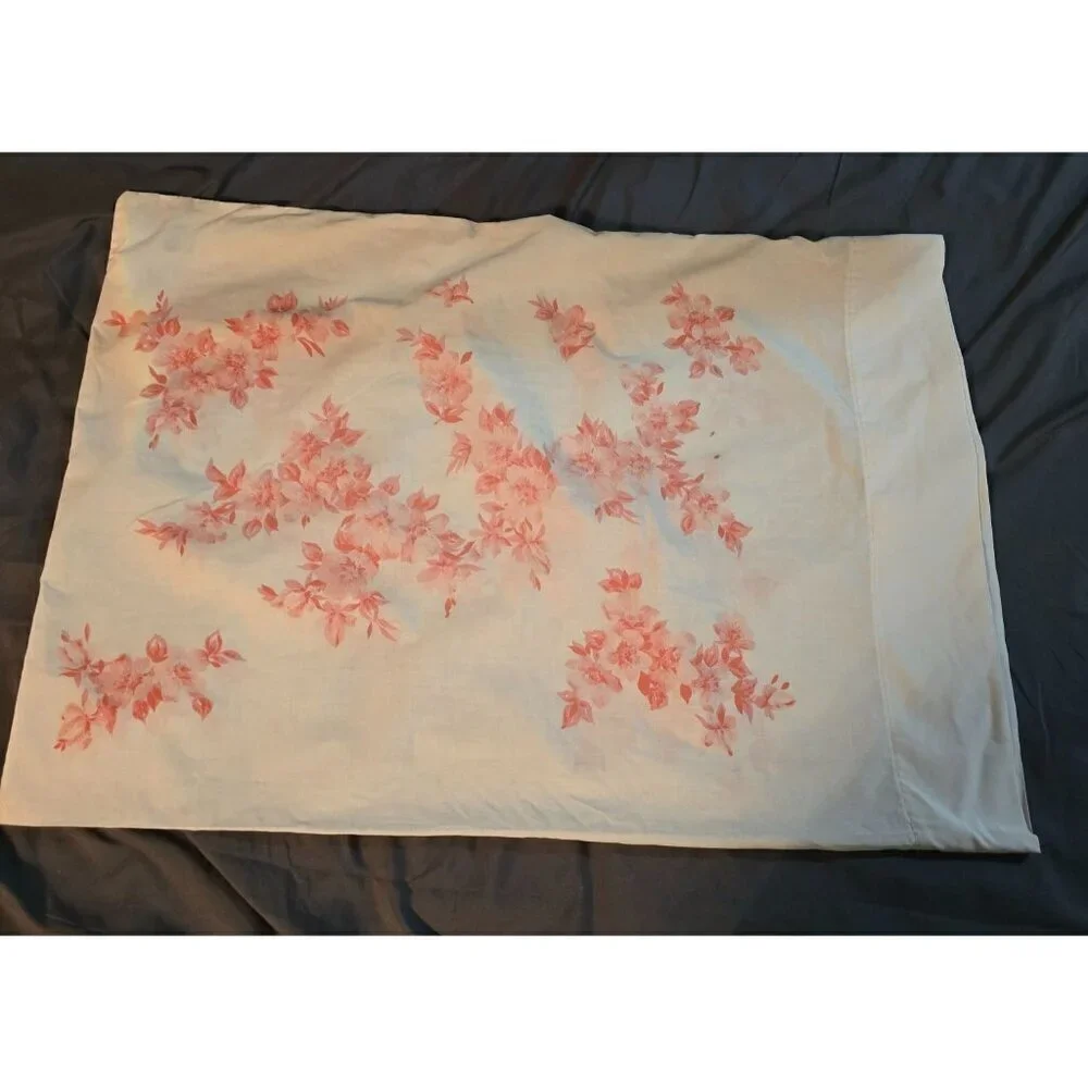 Vintage Red Watercolor Asian Floral Pillowcase